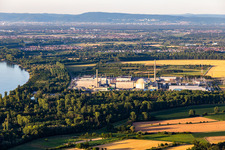 Luftbild von TransnetBW GmbH, Gleichstrom-Umspannwerk auf dem Gelände des ehemaligen  EnBW Kernkraft GmbH (EnKK), Philippsburg im Bundesland Baden-Württemberg, Deutschland