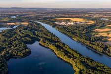 Luftaufnahme von TransnetBW GmbH, Gleichstrom-Umspannwerk auf dem Gelände des ehemaligen  EnBW Kernkraft GmbH (EnKK), Philippsburg im Bundesland Baden-Württemberg, Deutschland