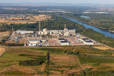 TransnetBW GmbH, Gleichstrom-Umspannwerk auf dem Gelände des stillgelegten AKW Philippsburg im Bundesland Baden-Württemberg, Deutschland von oben gesehen