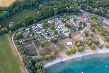 Schrägluftbild von Camping Municipal des Mouettes in Lauterbourg im Bundesland Bas-Rhin, Frankreich