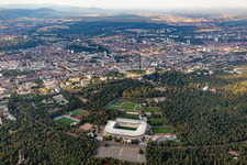 Luftaufnahme von Neubaustelle des Wildparkstadion des Karlsruher Sport-Club GmbH & Co. KGaA im Ortsteil Innenstadt-Ost im Bundesland Baden-Württemberg, Deutschland