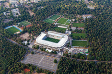 Neubaustelle des Wildparkstadion des Karlsruher Sport-Club GmbH & Co. KGaA im Ortsteil Innenstadt-Ost im Bundesland Baden-Württemberg, Deutschland von oben