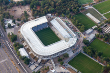 Neubaustelle des Wildparkstadion des Karlsruher Sport-Club GmbH & Co. KGaA im Ortsteil Innenstadt-Ost im Bundesland Baden-Württemberg, Deutschland aus der Luft