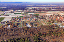 Neubaugebiet K2 im Winter bei Schnee in Kandel im Bundesland Rheinland-Pfalz, Deutschland aus der Vogelperspektive