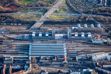 Luftbild von Hauptbahnhof im Ortsteil Südweststadt in Karlsruhe im Bundesland Baden-Württemberg, Deutschland