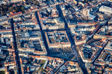 Luftbild von Stephanplatz an der Postgalerie im Ortsteil Innenstadt-West in Karlsruhe im Bundesland Baden-Württemberg, Deutschland