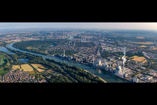 Mannheim Süd in der Rheinschleife von Süden hinterm GKM im Ortsteil Almenhof im Bundesland Baden-Württemberg, Deutschland