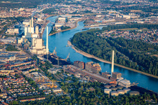 Großkraftwerk Mannheim GKM von Norden im Ortsteil Neckarau im Bundesland Baden-Württemberg, Deutschland