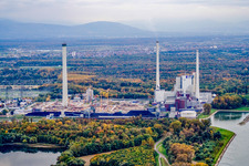 EnBW Neubau Kohlekraftwerk am Rheinhafen im Ortsteil Daxlanden in Karlsruhe im Bundesland Baden-Württemberg, Deutschland