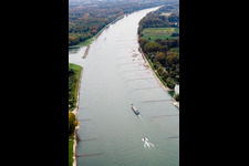 Luftaufnahme von Rhein im Ortsteil Daxlanden in Karlsruhe im Bundesland Baden-Württemberg, Deutschland