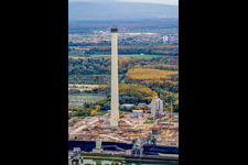 Luftaufnahme von EnBW Neubau Kohlekraftwerk am Rheinhafen im Ortsteil Daxlanden in Karlsruhe im Bundesland Baden-Württemberg, Deutschland
