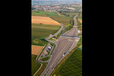 Luftbild von Autobahnmautstelle A4 Hochfelden   Sanef Service in Schwindratzheim im Bundesland Bas-Rhin, Frankreich