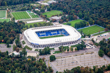 Luftbild von Fertig gestelltes BBBank Stadion Wildpark des  Karlsruher Sport-Club e.V im Ortsteil Innenstadt-Ost im Bundesland Baden-Württemberg, Deutschland