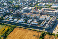 Luftbild von Mehrfamilienhausbaustelle "Neue Stadtmitte" von Osten im Ortsteil Mörsch in Rheinstetten im Bundesland Baden-Württemberg, Deutschland