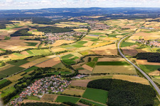 Verlauf der A71 zwischen Pfersdorg und Ebenhausen im Ortsteil Hain in Poppenhausen im Bundesland Bayern, Deutschland