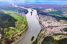 Mittelrhein mit Binger Mäuseturm zwischen Rüdesheim und Bingen in Bingen am Rhein im Bundesland Rheinland-Pfalz, Deutschland