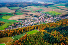 Ortschaft von Südwesten im Ortsteil Mönchzell in Meckesheim im Bundesland Baden-Württemberg, Deutschland