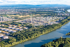 Schrägluftbild von Mineralölraffinerie Oberrhein im Ortsteil Knielingen in Karlsruhe im Bundesland Baden-Württemberg, Deutschland