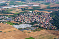 Maudach von Osten in Ludwigshafen am Rhein im Bundesland Rheinland-Pfalz, Deutschland