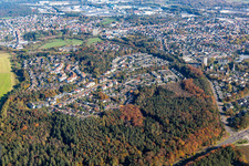 Ortschaft im Wald von Westen im Ortsteil Erbach in Homburg im Bundesland Saarland, Deutschland
