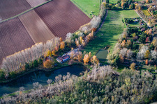 ASV Klares Wasser im Quodbachtal an der Fischerhütte in Insheim im Bundesland Rheinland-Pfalz, Deutschland von oben