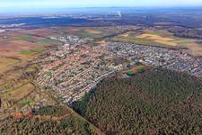Stadtansicht von Südwesten in Rülzheim im Bundesland Rheinland-Pfalz, Deutschland