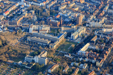 Haid-und-Neu-Straße mit Max Rubner-Institut,  Fraunhofer-Institut für Optronik, Systemtechnik und Bildauswertung IOSB und Technologiefabrik Karlsruhe GmbH , im Ortsteil Oststadt im Bundesland Baden-Württemberg, Deutschland