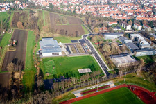 Bienwaldhalle in Kandel im Bundesland Rheinland-Pfalz, Deutschland aus der Luft