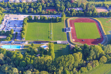 Deutschordenstadion des VfB Bad Mergentheim am Freibad Bad Mergentheim im Bundesland Baden-Württemberg, Deutschland