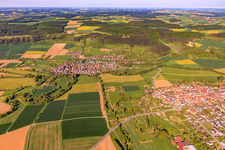 Ortsansicht aus Westen im Ortsteil Hochhausen in Tauberbischofsheim im Bundesland Baden-Württemberg, Deutschland
