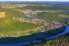 Ortsansicht am Main aus Osten im Ortsteil Eichel in Wertheim im Bundesland Baden-Württemberg, Deutschland