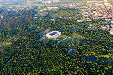 Fussballstadion BBBank Wildpark des KSC - Karlsruher Sport-Club im Ortsteil Innenstadt-Ost im Bundesland Baden-Württemberg, Deutschland von oben