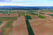 Windpark Minfeld im Bundesland Rheinland-Pfalz, Deutschland aus der Luft