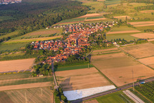 Dorfansicht aus Nordwesten in Erlenbach bei Kandel im Bundesland Rheinland-Pfalz, Deutschland