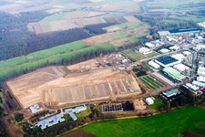 Luftbild von Neubau- Baustelle im Gewerbegebiet Horst für Friedrich Zufall GmbH & Co. KG Internationale Spedition im Ortsteil Gewerbegebiet Horst in Kandel im Ortsteil Minderslachen im Bundesland Rheinland-Pfalz, Deutschland