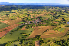 Luftbild von Dorfansicht aus Norden im Ortsteil Wallburg in Ettenheim im Bundesland Baden-Württemberg, Deutschland