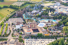 Atlantica SuperSplash, Spanische Arena, 4-Sterne Burghotel "Castillo Alcazar" und 4-Sterne Erlebnishotel „El Andaluz“ des Europapark Rust im Bundesland Baden-Württemberg, Deutschland