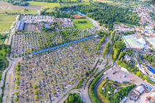Parkplatz mit Silver Star des Europapark Rust im Bundesland Baden-Württemberg, Deutschland