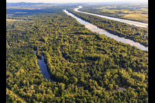 Luftaufnahme von Naturschutzgebiet Taubergiessen zwischen Rheinauen und Rhein in Ortenaukreis im Bundesland Baden-Württemberg, Deutschland