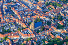 Luftbild von Historische Altstadt mit Kirche St. Stephani, Markt und Tie in Aschersleben im Bundesland Sachsen-Anhalt, Deutschland