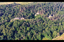 Luftaufnahme von Fünffingerfelsen und Schatten der Hexen, Klusfelsen in Halberstadt im Bundesland Sachsen-Anhalt, Deutschland