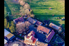 Schrägluftbild von Schaidt, Schaidter Mühle in Wörth am Rhein im Bundesland Rheinland-Pfalz, Deutschland