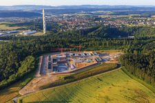 Schrägluftbild von Baustelle für die neue Justizvollzugsanstalt Rottweil im Bundesland Baden-Württemberg, Deutschland
