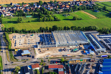 Baustelle des neuen Logistikpark der HANSAINVEST und DFI-Real-Estate Kandel nach Abriss des OBI-Markts im Ortsteil Minderslachen im Bundesland Rheinland-Pfalz, Deutschland aus der Luft