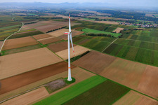 Windpark Freckenfeld im Bundesland Rheinland-Pfalz, Deutschland von oben gesehen