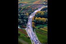 Luftbild von Baustelle zum vierspurigen Ausbau der B10 an der Queichbrücke im Ortsteil Godramstein in Landau in der Pfalz im Bundesland Rheinland-Pfalz, Deutschland