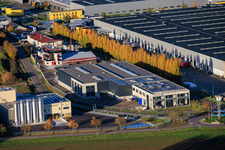 Schrägluftbild von Südpfalzwerkstatt in Offenbach an der Queich im Bundesland Rheinland-Pfalz, Deutschland