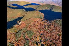 Burgruine Neuscharfeneck im herbstlichen Wald in Flemlingen im Bundesland Rheinland-Pfalz, Deutschland