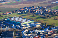 Neubau des Logistikpark der HANSAINVEST und DFI-Real-Estate Kandel für FRISCHEPLATTFORM SÜDWEST der Gemüsering Stuttgart GmbH in Wörth am Rhein im Bundesland Rheinland-Pfalz, Deutschland aus der Luft