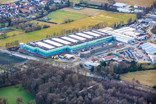 Luftbild von Fast fertiggestelleter Neubau des Logistikpark der HANSAINVEST und DFI-Real-Estate Kandel für FRISCHEPLATTFORM SÜDWEST der Gemüsering Stuttgart GmbH im Ortsteil Minderslachen im Bundesland Rheinland-Pfalz, Deutschland